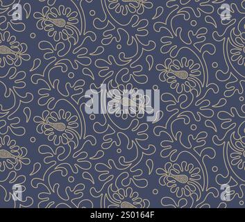 Nahtloses Musterelement der Vektorblume. Elegante Textur für Hintergründe. Klassisches, luxuriöses, altmodisches Blumenschmuck, nahtlose Textur für Stock Vektor