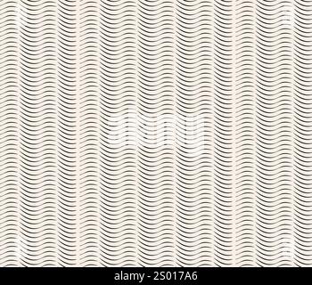 Vertikales nahtloses geometrisches Muster mit schwarzer Welle. Stock Vektor