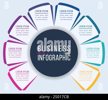 8 Optionen Infografik Design 8 Schritte, Objekte, Elemente oder Optionen Geschäftsinformationsvorlage Stock Vektor