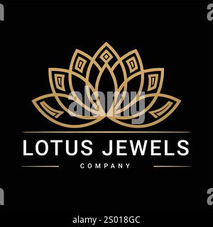 Lotus Flower Logo, Logodesign, Blumenlogo, Elegantes Logo, Modernes Logo, Kreatives Logo, Minimales Logo, Professionelles Logo, Fett-Logo, Einzigartiges Logo, Schlank Stock Vektor