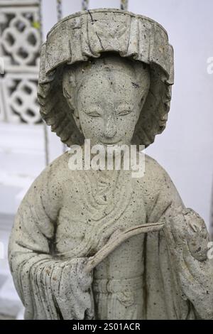 Steinstatue eines Wächters, Wat Phra Kaew, Tempel des Smaragdbuddhas, Bangkok, Thailand, Asien Stockfoto