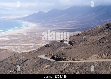 Panoramablick auf Cofete, Jandia, Fuerteventura, Kanarische Inseln Stockfoto