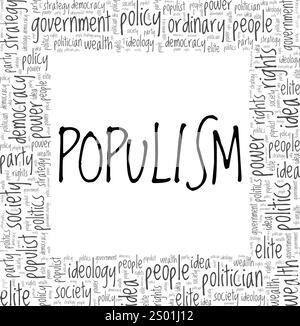 Populismus Wortwolke konzeptuelles Design isoliert auf weißem Hintergrund. Stock Vektor