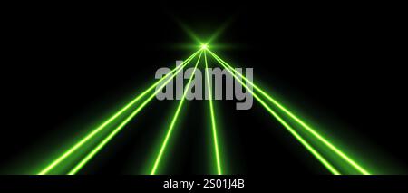Grüne Laserstrahlen, Konzert- oder Nachtclub-Spotlights Lichteffekt. Stock Vektor