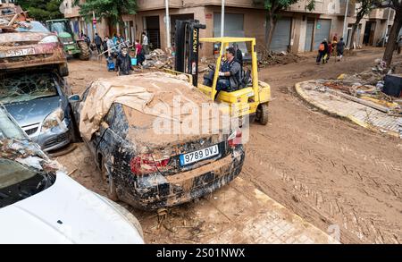 DANA-Flutungseffekte. Überschwemmungseinflüsse, Valencia, Spanien. Stockfoto