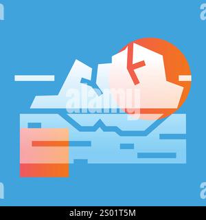 Eisberg-Symbol in Schwarz. Signieren Sie für Webseite, mobile App, Schaltfläche, Logo. Schaltfläche Vektorisoliert. Bearbeitbare Kontur. Stock Vektor
