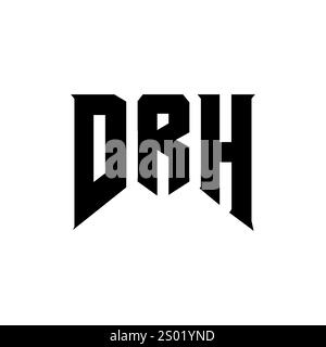 DRH-Letter-Logo für Technologieunternehmen. DRH-Logo-Design in Schwarz-weiß-Farbkombination. DRH-Logo, DRH-Vektor, DRH-Design, DRH-Symbol, DRH-Alph Stock Vektor