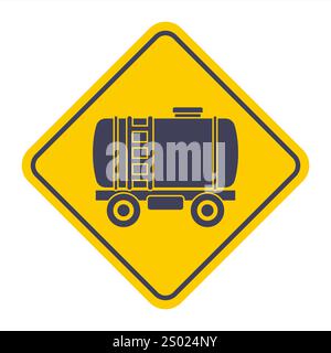 Eisenbahntankwagen für den Transport von Flüssigkeiten, schwarzes Symbol. Gefahrgut Stock Vektor