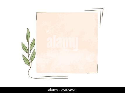 Handgezeichneter Rahmen mit Kritzelblättern, Vektorillustration. Stock Vektor