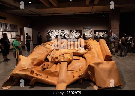 MONA Hobart, He Xiangyu Tankprojekt Namedropping Artwork from Leather, Museum of Old and New Art, Tasmania, Australien Stockfoto