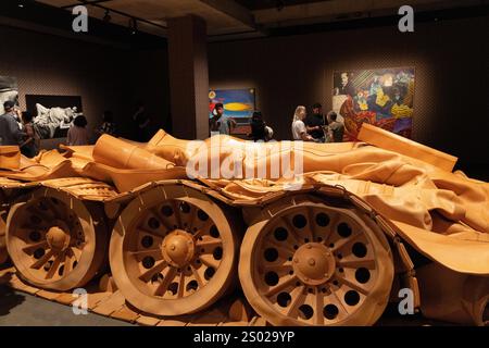 MONA Hobart, He Xiangyu Tankprojekt Namedropping Artwork from Leather, Museum of Old and New Art, Tasmania, Australien Stockfoto