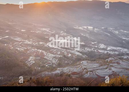 Yuanyang Reisterrasse von Bada in der Provinz Yunnan, China. Hintergrund Stockfoto