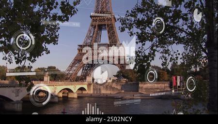 Statistiken und Finanzdaten werden über einen transparenten Hintergrund verarbeitet. Weihnachtstradition und Festkonzept digital generiertes Bild. Stockfoto