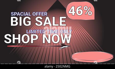 46 % Sonderangebot großer Sonderangebot nur für begrenzte Zeit Shop jetzt Vorlagenbanner mit dem Farbmotiv „Peach Pink“ Stock Vektor