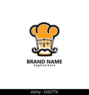 Schnurrbart Chef Logo Design Vektor Stock Vektor