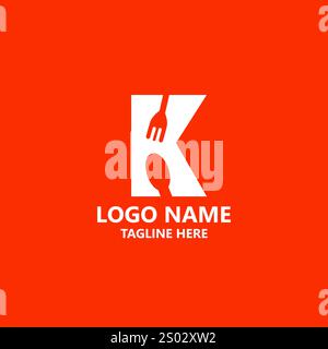 Letter K Löffel Gabel Logo Design Vektor Stock Vektor