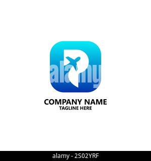 Initial P mit planarem Logo Design Vektor Stock Vektor