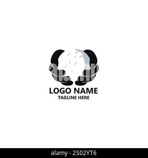 Hand hält den Moon Logo Design Vektor Stock Vektor