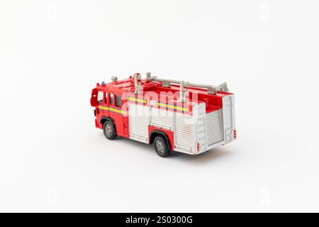 Rückansicht eines roten Feuerwehrwagens Stockfoto
