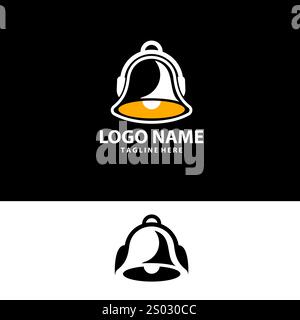Glockenkopfhörer-Logo-Design-Vektor Stock Vektor