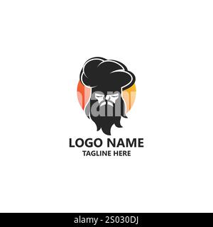Bärtiger Koch Logo Design Vektor Stock Vektor