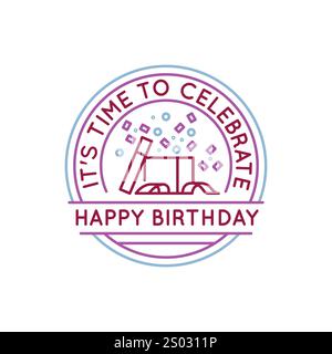 Einfaches Logo mit Happy Birthday-Symbol Stock Vektor