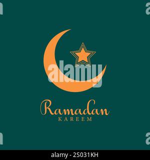 Moderner ramadan kareem Grußkarte Design Vektor mit Halbmond und Stern Stock Vektor