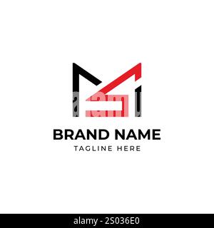 Designvorlage für kreatives Anfangsbuchstabe MS oder SM Monogramm Stock Vektor