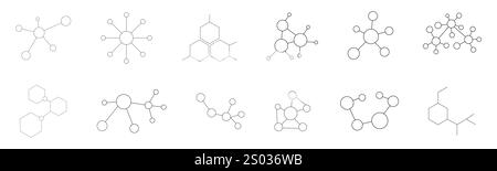 Symbol der Systemsymbolzeile für Hub-Netzwerke Verbindungen. Molekül- oder Atomstruktur, Kommunikation Kontakte in sozialen Medien. Abstrakte Share- oder Geschäftsinfrastruktur. Vektorabbildung Stock Vektor
