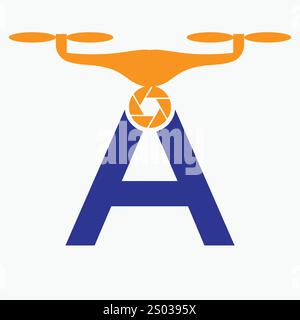 Initial Letter A Drohne Logo. Vorlage Für Logo-Vektorzeichen Der Drohnentechnologie Stock Vektor