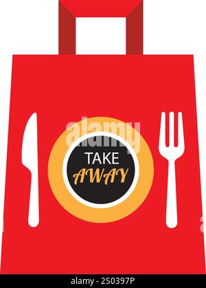 Symbol „Tasche Mitnehmen“. Vektor Take away Tasche Symbol Illustration Schild Stock Vektor