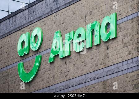 AO Arena Logo, Manchester, UK. Stockfoto