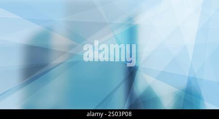 Weiß und Blau Moderne Dreiecksform durchscheinende überlagernde Ebenen, geometrische Formmuster, gebrochener Glaseffekt mit abstrakter futuristischer Unschärfe Stock Vektor