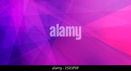 Dunkles Lila, Moderner, Dreieckiger, Durchscheinender Überlagerungsebenen, Geometrisches Formmuster, Gebrochener Glaseffekt - Abstrakter, Futuristischer Weitskalender Stock Vektor