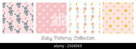 Nahtlose Babymuster-Kollektion. Vektorkacheln. Stock Vektor