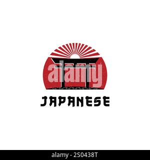 Torii Logo japanisches Kultursymbol Vektor Illustration Design, Tori Logo Design Stock Vektor