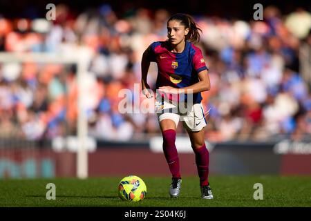 Jana Fernandez vom FC Barcelona im Spiel zwischen Valencia CF Women und FC Barcelona Women in der 13. Woche der Liga F im Stadion Mestalla. Endstand; Valencia CF 0:1 FC Barcelona. Stockfoto