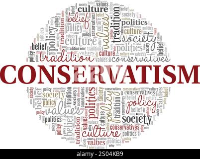 Konservatismus Wortwolke konzeptuelles Design isoliert auf weißem Hintergrund. Stock Vektor