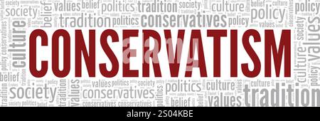 Konservatismus Wortwolke konzeptuelles Design isoliert auf weißem Hintergrund. Stock Vektor