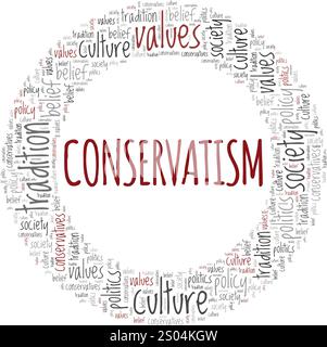 Konservatismus Wortwolke konzeptuelles Design isoliert auf weißem Hintergrund. Stock Vektor