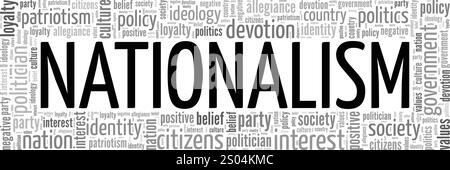 Nationalismus Wortwolke konzeptuelles Design isoliert auf weißem Hintergrund. Stock Vektor