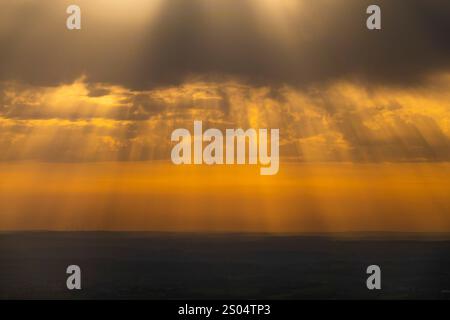 Frankreich, Mosel (57), Sarreguemines, aus der Vogelperspektive eines Sonnenuntergangs Stockfoto