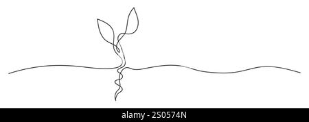 Animation einer einzeiligen Zeichnung einer wachsenden Prospekt- und Pflanzenzweige Stock Vektor
