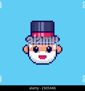 Pixel Art Gentleman mit Beard and hat Game Asset Design Stock Vektor