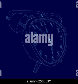 Uhr mit den Händen auf die Zahl 11 und 6. Die Uhr ist blau Stock Vektor