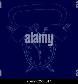 Blaue Uhrenkontur. Vektorabbildung Stock Vektor