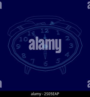 Blaue Uhrenkontur. Vektorabbildung Stock Vektor