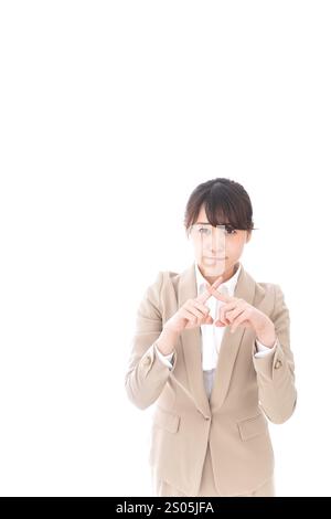 Geschäftsfrau, die das batu-Zeichen macht Stockfoto