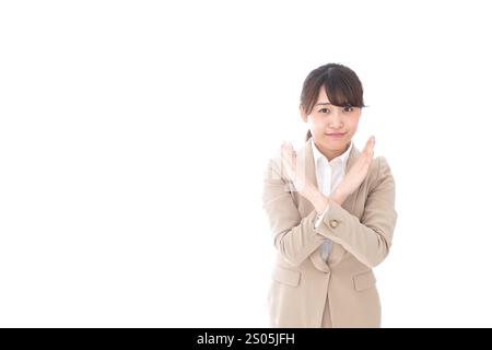 Geschäftsfrau, die das batu-Zeichen macht Stockfoto