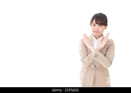 Geschäftsfrau, die das batu-Zeichen macht Stockfoto